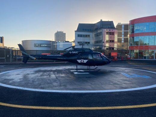 As355 helicopter at battersea heliport